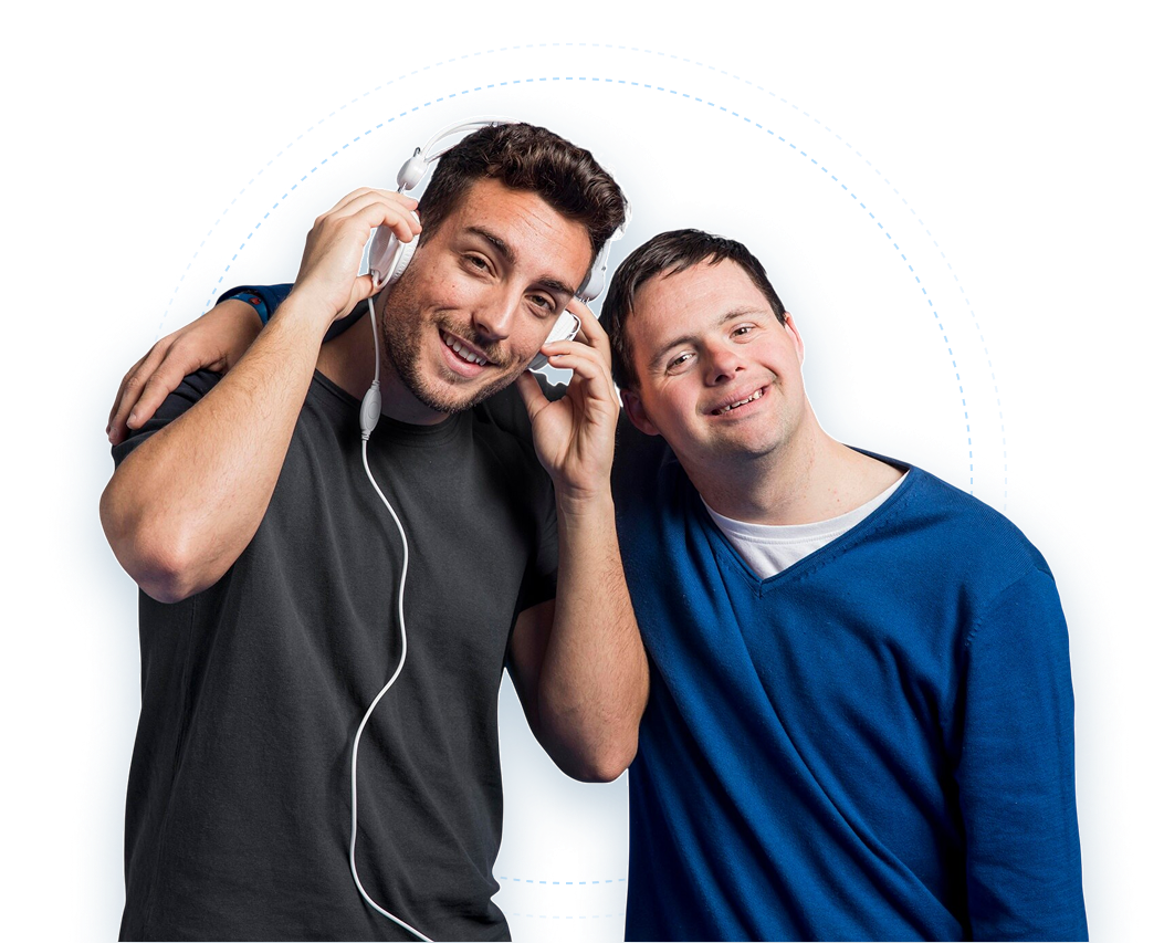 Two smiling men supported by Columbia Cove